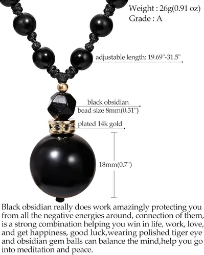 Vista 2 de Jewever Cristales y piedras curativas, collares largos para mujeres y hombres, collar de cuentas de cristal con cuentas de piedra natal, collar