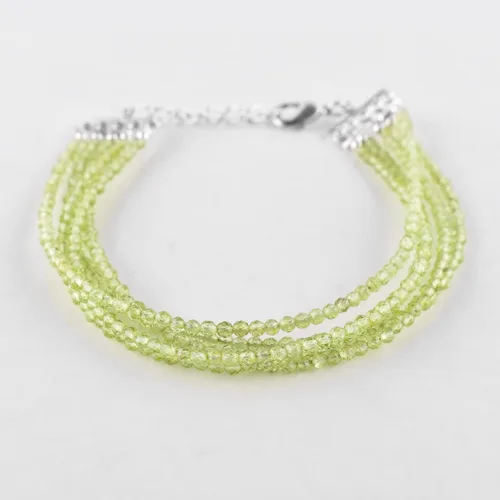 Vista 5 de Pulsera de piedras preciosas naturales, cuentas microfacetadas de 5 hebras, piedra energética, cristales curativos, chapado en plata, ajustable