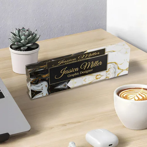 Vista 3 de Placa de identificación personalizada para escritorio, decoración de oficina de acrílico transparente con diseño de flores, decoraciones