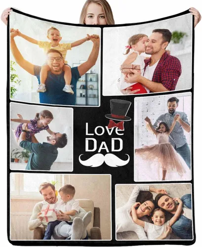 Vista 10 de D-Story Manta personalizada con fotos, manta de fotos personalizada con cualquier texto, manta de forro polar personalizada para cama, sofá