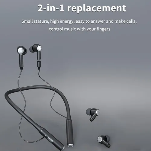 Vista 4 de IKXO Auriculares Bluetooth con banda para el cuello, con cancelación de ruido, con micrófono, inalámbricos, impermeables, deportivos, 6 horas