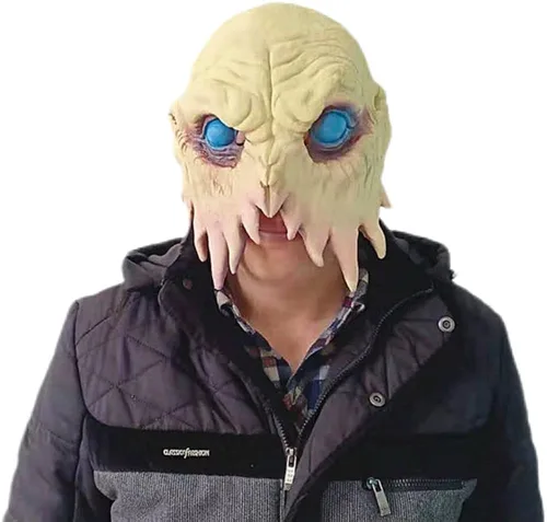 Vista 6 de Máscaras de alienígena de Halloween para adultos, baile de máscaras, festival de música, cosplay, actuación de baile, carnaval, fiesta de baile