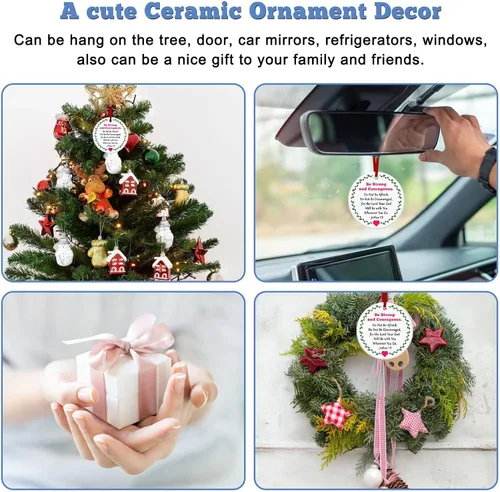 Vista 2 de Regalos de aliento cristiano para mujeres y hombres, ornamento navideño, regalos inspiradores con versículos bíblicos, regalo de Josué 1:9, regalo