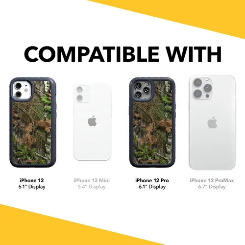 Vista 2 de cellhelmet Mossy Oak Obsession Funda de doble capa en azul pizarra diseñada para iPhone 12, iPhone 12 Pro a prueba de golpes y caídas, duradera