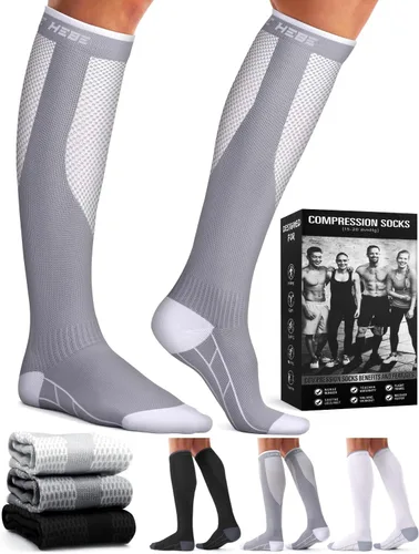 Vista 107 de Paquete de 3 pares de calcetines de compresión médica para mejorar la circulación de mujeres y hombres, para correr, hacer deporte y amamantar