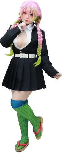 Vista 3 de C-ZOFEK Disfraz de Kanroji Mitsuri para mujer estilo kimono con calcetines para Halloween