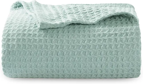 Vista 55 de Bedsure Gentlesoft - Manta de 100 % algodón, tamaño Twin XL, para dormitorio universitario, transpirable y suave, manta Twin de tejido waffle