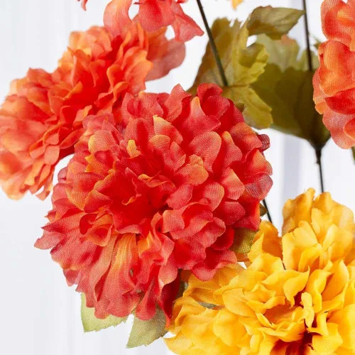 Vista 5 de Factory Direct Craft Juego de 2 arbustos artificiales de caléndula de seda de poliéster para el Día de Muertos, Día de Muertos, flores de caléndula