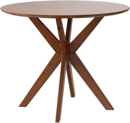 Vista 12 de Giantex Mesa de comedor redonda de 36" para 4, mesa de cocina estilo granja con patas de madera de goma, almohadillas ajustables para pies, mesas