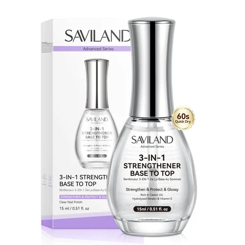 Vista 10 de SAVILAND - Fortalecedor de uñas transparente para uñas dañadas, 0.5 onzas líquidas Fast Air Dry, Natural Nail Polish, Nail Growth Polish