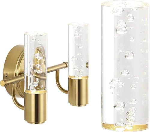 Vista 10 de JONATHAN Y Lámpara LED moderna integrada de latón de 5.5 pulgadas para baño, pantalla acrílica de burbujas transparentes, luz Art Deco minimalista