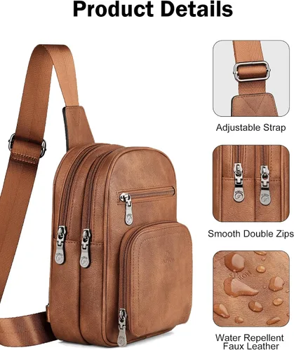 Vista 8 de FADEON Bolsos tipo bandolera y bolso para portátil para mujer Colección Marrón