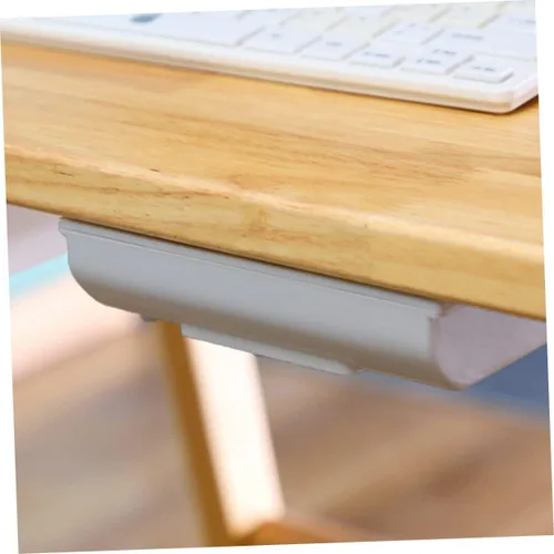 Vista 3 de Caja de almacenamiento para debajo del escritorio, organizador adhesivo para oficina oculta para suministros de escritorio, capacidad