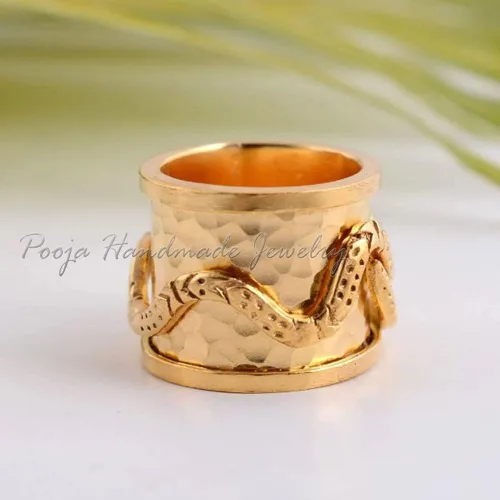 Vista 3 de Gold Spinner Ring, Snake Spinner Ring, Handmade 925 Sterling Silver Men Ring, Women Ring, Gold Snake Band Ring, Meditation Ring, Boho Ring Women
