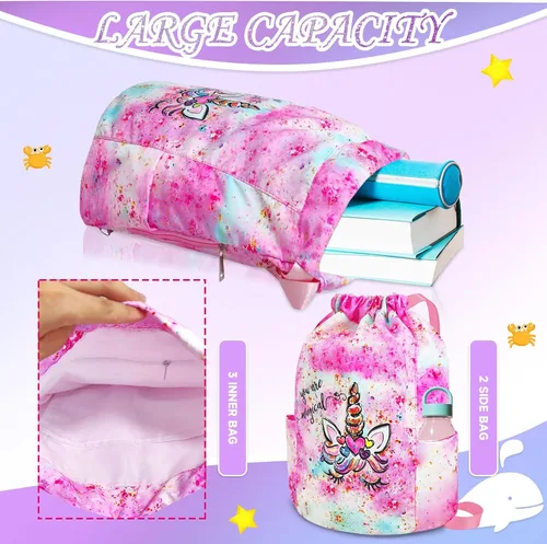 Vista 5 de RLGPBON Mochila con cordón para mujeres y niñas, para niños, bolsa de gimnasio, mochila deportiva, Mochila con cordón6, Lindo