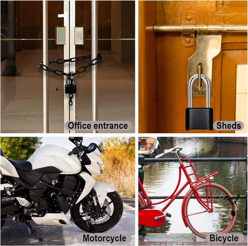 Vista 7 de Cadena resistente y cerradura de combinación para exteriores, cerradura de cadena de puerta con código, candado de grillete largo con cadena
