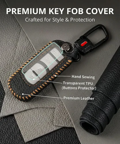 Vista 5 de Funda para Llavero de Mazda Estuche de Cuero para Llave de Carro Compatible con Mazda 3 6 5 2 CX5 CX9 2009-2019 Protector de llavero de coche