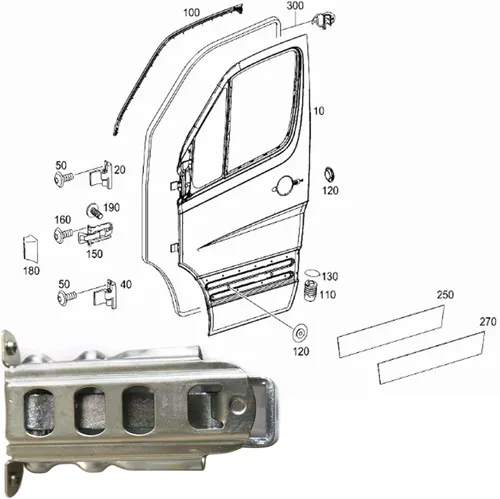 Vista 6 de Correa de control de bisagra de puerta lateral del conductor delantera izquierda para Mercedes Sprinter Van 906 06- para VW CRAFTER 30-35 30-50