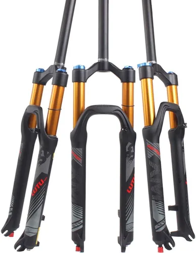 Vista 12 de Horquilla de suspensión BUCKLOS para bicicleta de montaña de 26/27.5/29, tubo recto de ajuste de rebote de 1.126 in QR 0.354 in de viaje, bloqueo