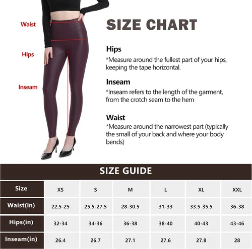 Vista 6 de HARTPOR Leggings de piel sintética para mujer, leggings de piel sintética con revestimiento de piel, elásticos, de cintura alta, pantalones de yoga