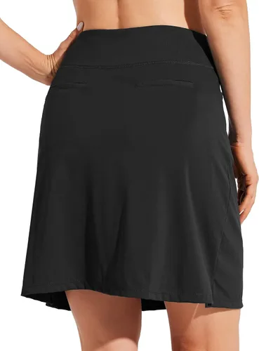 Vista 5 de Willit Falda pantalón de 19 pulgadas para mujer, falda atlética, longitud hasta la rodilla, falda casual con bolsillos