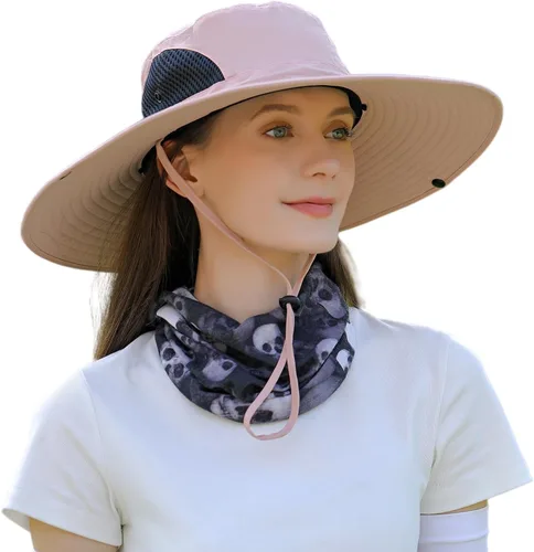 Vista 7 de Sombrero de sol para hombres y mujeres, sombrero de pescador de ala ancha, protección UV, repelente al agua, sombrero ventilado para pesca