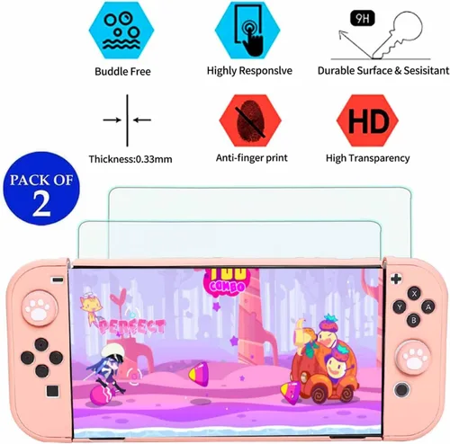 Vista 4 de Accessories Bundle for Nintendo Switch OLED - YOOWA girly Accessory Kit NS Oled Set with Carrying Case Protective Cover Screen Protector Game Card