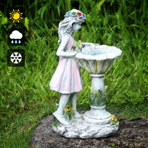 Vista 3 de Voveexy Estatua de Jardín de Hadas, Figura Solar de Ángel de Jardín, Decoración al Aire Libre, Escultura de Ángel de Resina Impermeable para Patio