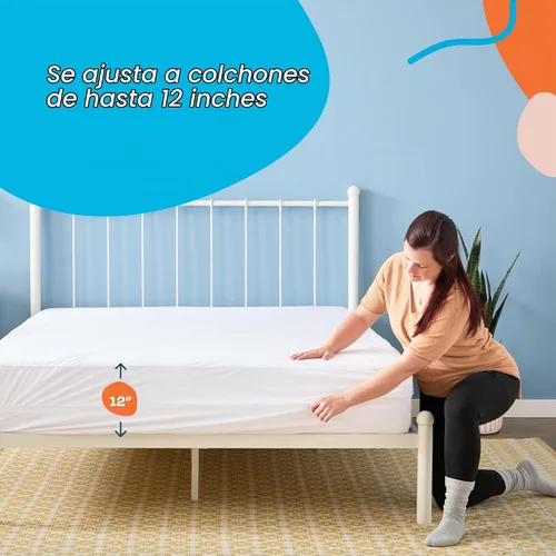Vista 7 de Carcasa Linenspa con cierre impermeable, transpirable prueba de polvo y ácaros, cama prueba protector de colchón, Poliéster, gemelo