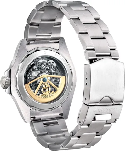 Vista 2 de BODERRY Reloj mecánico automático de titanio para hombre, reloj mecánico automático de esqueleto para hombre, 72H, reserva de potencia, 5ATM