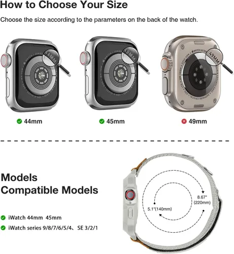 Vista 2 de SUNFWR - Correas compatibles con Apple Watch de 44 mm y 45 mm con estuche, correa deportiva resistente para Apple Watch con cubierta protectora
