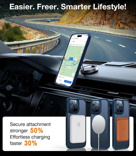 Vista 6 de TORRAS Funda magnética a prueba de golpes para iPhone 15 Pro, [probada contra caídas de grado militar] [compatible con MagSafe] translúcida delgada