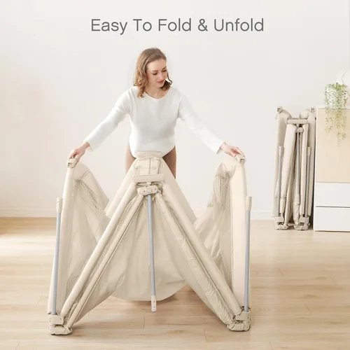 Vista 8 de Doradotey - Corralito plegable y premontado para bebés y niños pequeños, corralito grande de 55 x 79 pulgadas para interiores, juego de valla