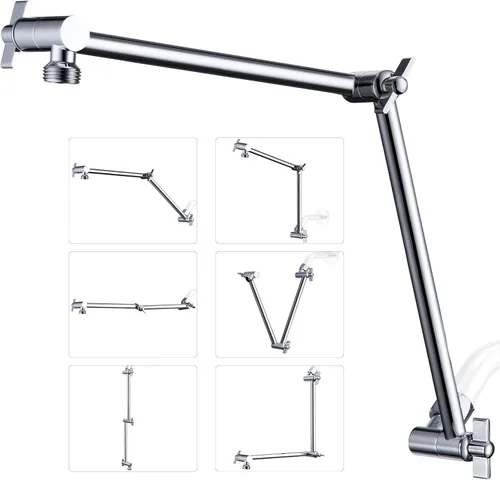 Vista 18 de G-Promise Brazo de Extensión para Cabezal de Ducha de 13 Pulgadas, Extensor de Latón Macizo Ajustable en Altura y Ángulo, Eleva o Baja la Ducha