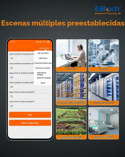 Vista 6 de Elitech Termómetro higrómetro digital Bluetooth, termómetro para refrigerador con aplicación gratuita, monitor de humedad de temperatura en tiempo