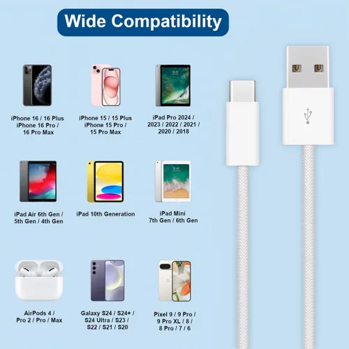 Vista 7 de Cargador de pared USB C delgado de 18 W y cable Carplay para iPhone 16/15 (paquete de 2 unidades de 3.3 pies) para iPhone 16 Pro Max/16 Plus/iPhone
