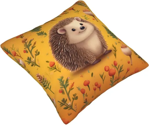Vista 2 de Fundas de almohada decorativas con estampado de erizo, fundas de cojín cuadradas, funda de cojín suave, funda de almohada para decoración del hogar