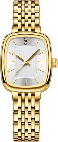 Vista 9 de BESTKANG Reloj rectangular de moda casual para mujer, reloj de pulsera de cuarzo con pulsera de acero inoxidable, resistente al agua.