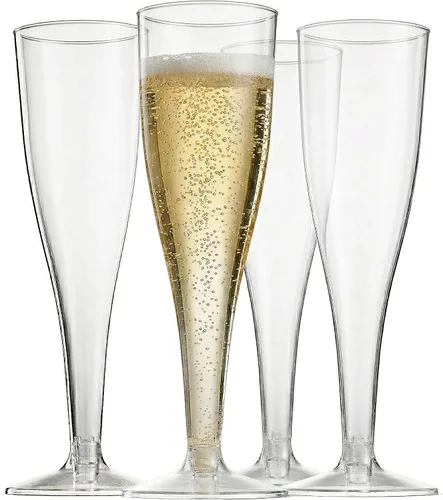 Vista 7 de Oojami 100 Vasos de Plástico Clásicos Desechables de Champaña para Fiestas Vasos de Plástico para Bodas Vasos para Brindar Vasos de Cóctel Paquete