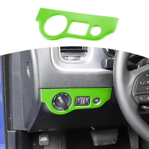 Vista 14 de RT-TCZ para Dodge Challenger 2015 en adelante, Panel de interruptor de faro Challenger, Cubierta de recorte para interior azul, Accesorios 1 pieza