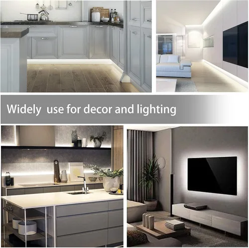 Vista 7 de MYPLUS - Tira de luces LED de color blanco, 16.4 pies, luz diurna blanca de 6000 K, cinta de luces LED con 700 lúmenes regulables y 300 LEDs, tira