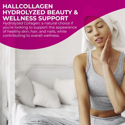 Vista 5 de Hallusa Natural Cápsulas de colágeno hidrolizado de 1000 mg con vitamina C - Suplemento antienvejecimiento para piel, cabello, uñas y articulaciones