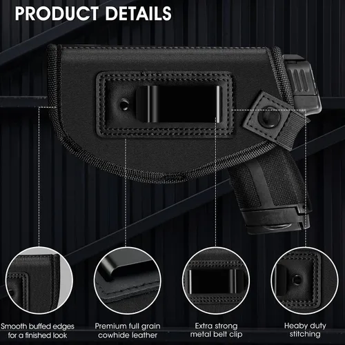 Vista 5 de Funda de pistola para mujeres/hombres, fundas IWB universales para transporte oculto, fundas de pistola diestra/siniestra, compatibles con S&W M&P