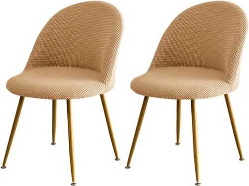 Vista 15 de Paquete de 2 fundas de elastano sin brazos de mediados de siglo para silla con respaldo corto para sala de estar y cocina