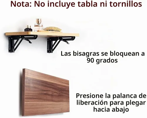 Vista 2 de Sumnacon - Soportes plegables resistentes, soportes de estante de metal negro de alta resistencia para mesa y banco, escuadra triangular de 8