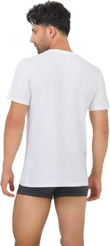 Vista 4 de BAMBOOVEN Camisetas para hombre de rayón hechas de bambú, ajuste moderno, camiseta interior que absorbe la humedad, cuello redondo, camisetas