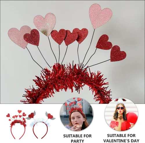Vista 5 de FRCOLOR 2 diademas para el día de San Valentín, alienígenas, disfraz de alienígena, banda para el cabello, accesorios para el día de San Valentín