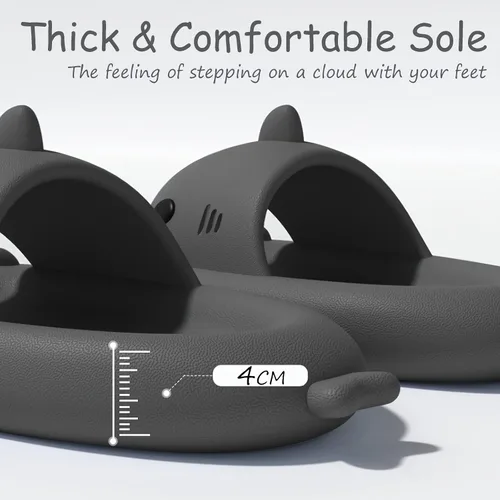 Vista 2 de rosyclo Sandalias de tiburón para mujeres y hombres, bonitas pantuflas de tiburón para adultos y jóvenes, nublado de verano, suaves, ligeras