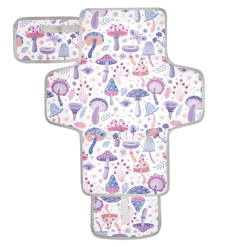 Vista 9 de Cambiador portátil para bebé – Mariposa púrpura impermeable cambiador de pañales cambiador de viaje con almohada incorporada – Regalo de ducha