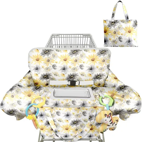 Vista 7 de Funda negra para carrito de compras para bebé, funda para silla alta 2 en 1, con arnés de seguridad, multifuncional, patrón de perro, fundas